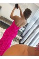 Wholesale Strapless Sleeveless Long Sweep Train Velvet Sequin Prom Dress with Side Slit UK