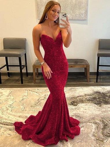 Wholesale Sweetheart Sleeveless Long Sweep Train Velvet Sequin Prom Dress UK