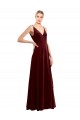 Wholesale Faux Wrap V-Neck Sleek Long Velvet Prom Dress UK