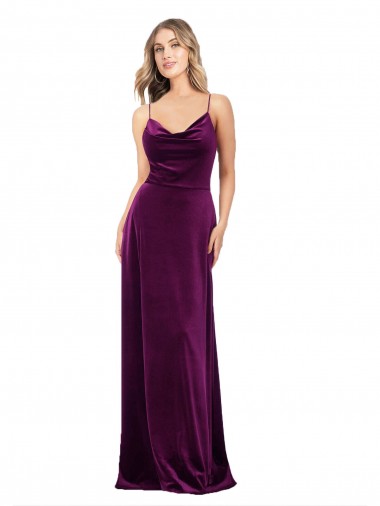 Wholesale Draped Neckline Spaghetti Straps Velvet Prom Dress UK