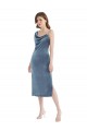 Wholesale Midi Length Asymmetrical One Shoulder Velvet Slip Prom Dress UK