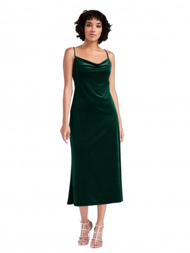 Wholesale Midi Length Cowl Neck Velvet Short Slip Cocktail Prom Dress / Homecoming Dress UK