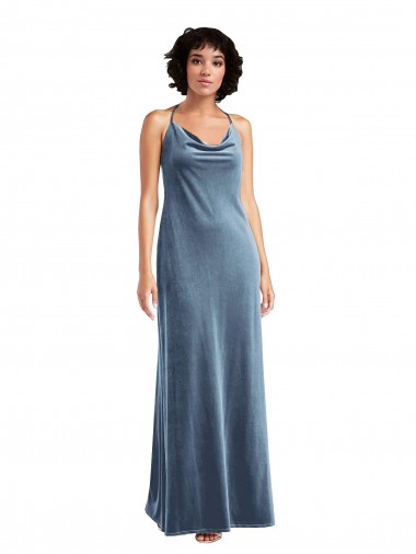 Wholesale Cowl Neck Velvet Maxi Slip Prom Dress UK