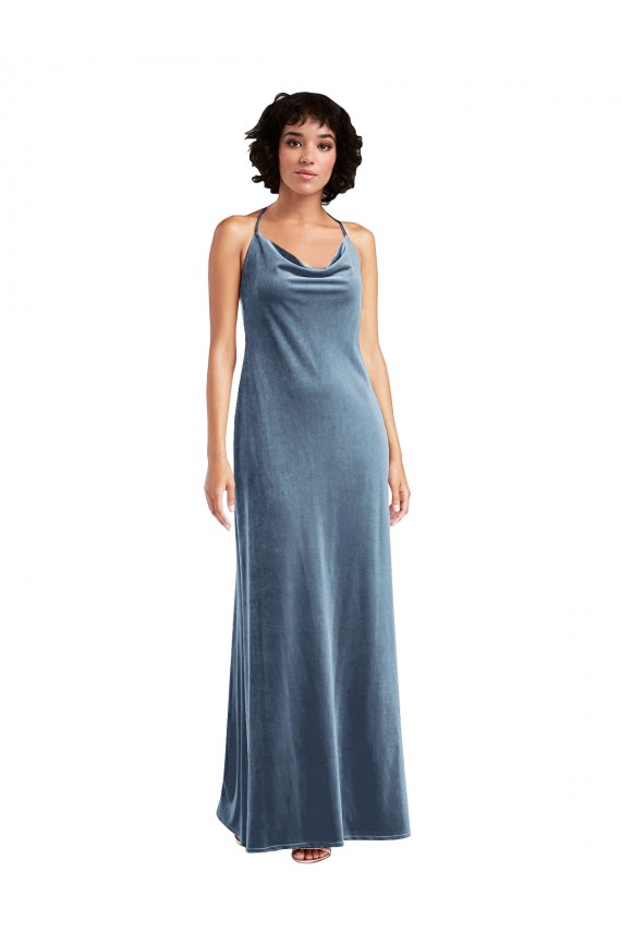 Wholesale Cowl Neck Velvet Maxi Slip Prom Dress UK