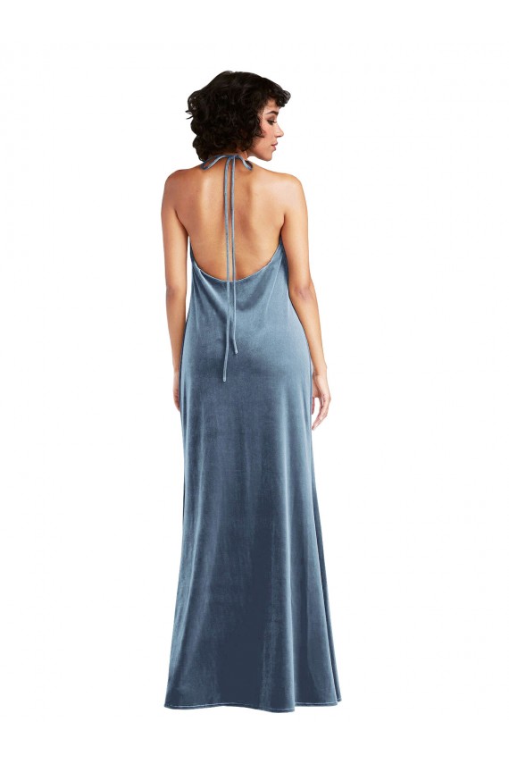 Wholesale Cowl Neck Velvet Maxi Slip Prom Dress UK