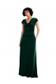 Wholesale Cowl Neck Cap Sleeve Velvet Maxi Prom Dress with Pockets UK