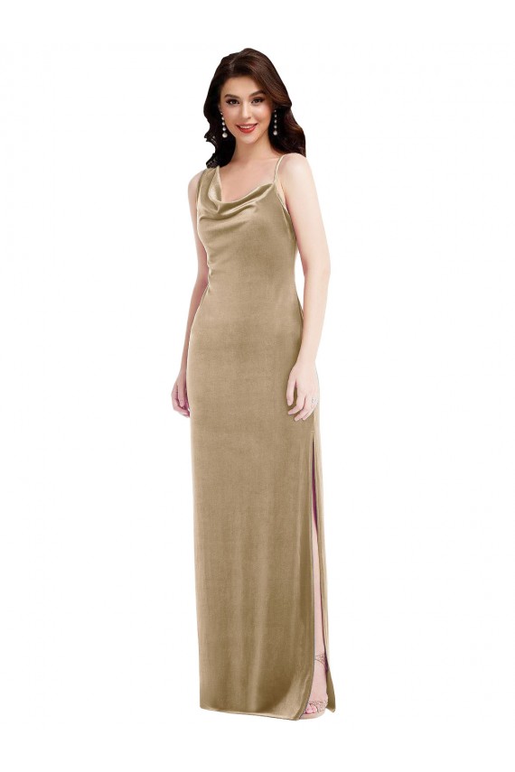 Wholesale Asymmetrical One Shoulder Velvet Maxi Slip Prom Dress UK