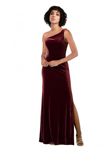 Wholesale One Shoulder Floor-Length Velvet Prom Dress UK