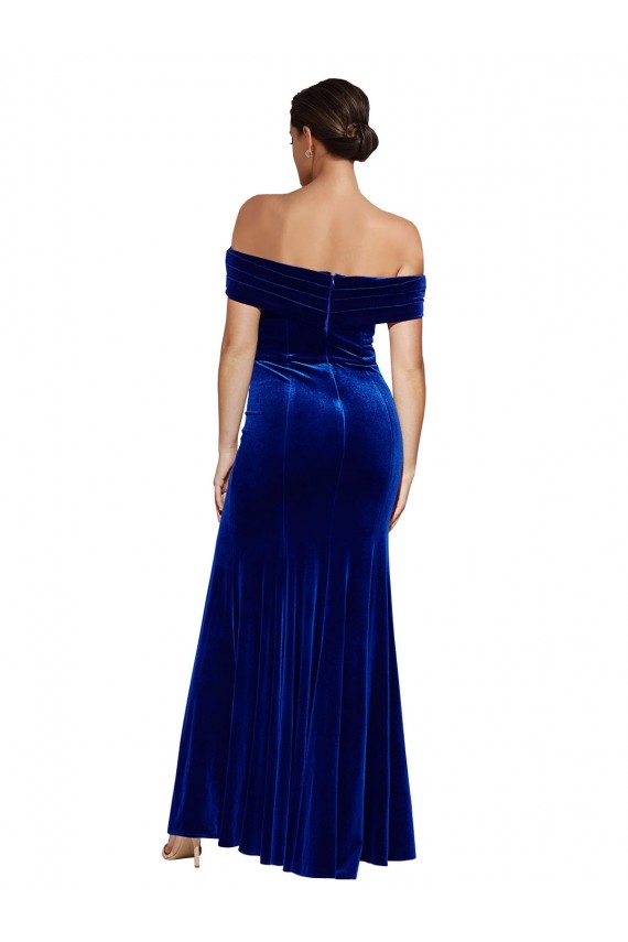 Wholesale Full Length Long Velvet Prom Dress with Side Split UK